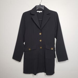 Cabi black 3 button military style long blazer jacket size 4
